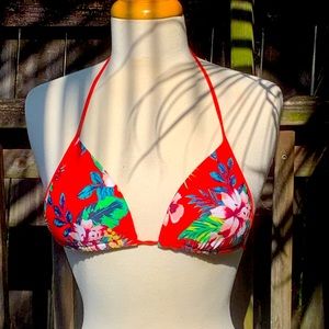 RED FLORAL BIKINI TOP